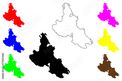 Krk island (Republic of Croatia, Adriatic Sea) map vector illustration, scribble sketch Krk map