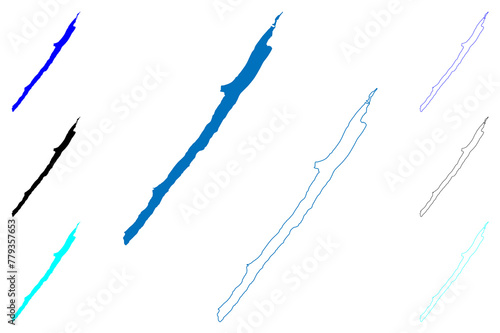 Lake Loch Ness (United Kingdom of Great Britain and Northern Ireland, Scotland) map vector illustration, scribble sketch Loch Nis map