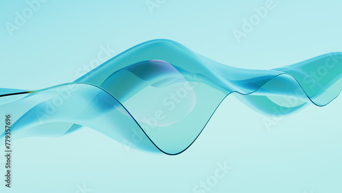 Фотография A blue ribbon of glass undulates in an airy space