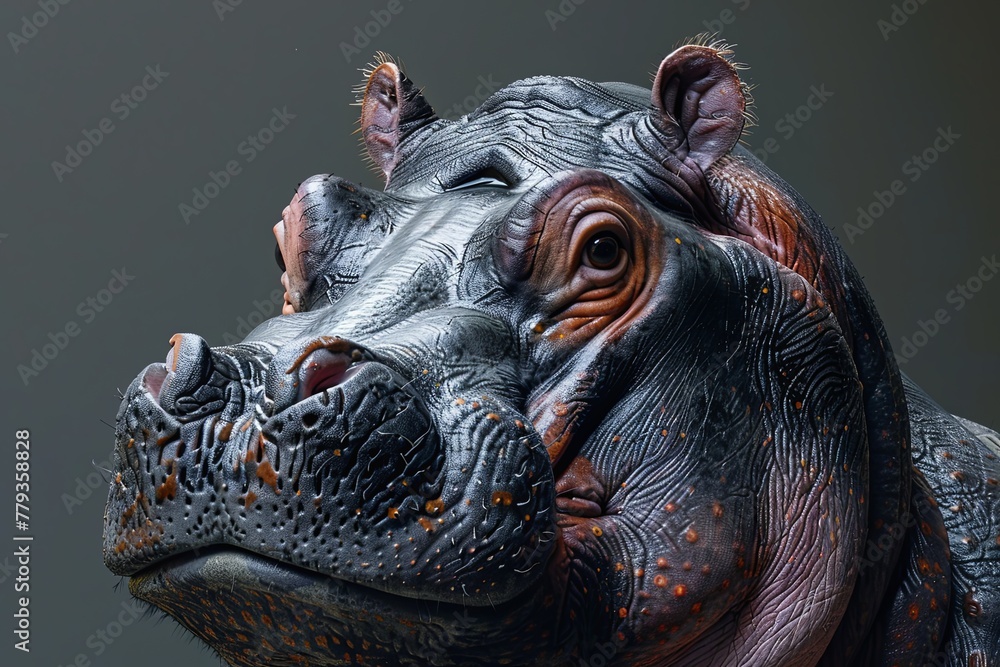 Detailed Artistic Rendering of a Hippopotamus Detailed Artistic Rendering of a Hippopotamus