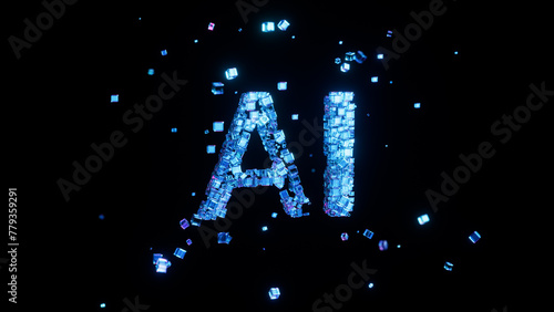 Glowing AI Letter Formation with Cubes