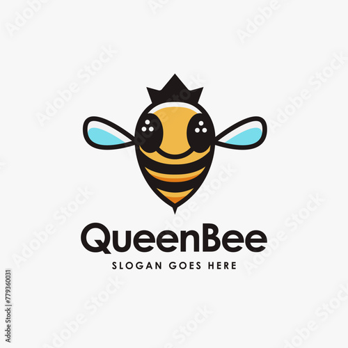 Simple and fun queen bee logo icon vector template on white background © DOMHOUZE
