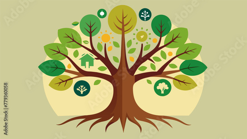 A tree metaphor where the roots represent basic needs such as food and shelter the trunk symbolizes psychological needs such as safety and