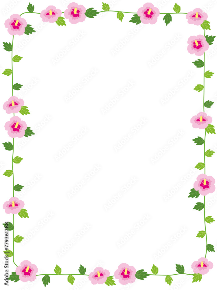 Rose of Sharon flower border illustration