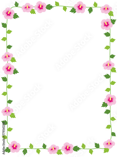 Rose of Sharon flower border illustration