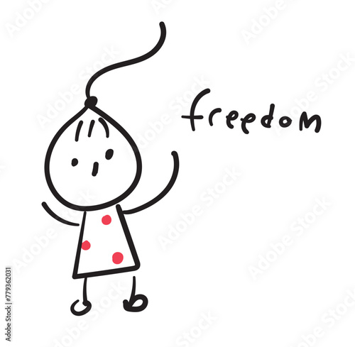 (freedom girl) Collection of hand drawn business worker icons. Vector illustration. 