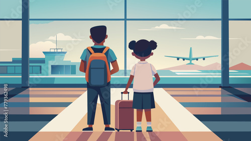 Two young siblings stood eagerly in front of the airport terminal their matching backpacks bouncing with each step. After months of virtual