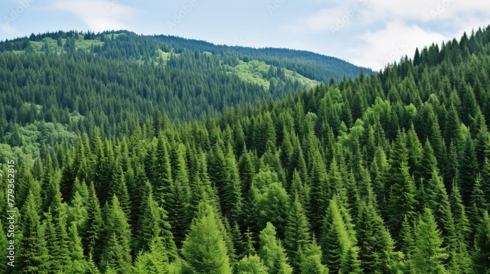 Obraz premium green forest in the mountains.