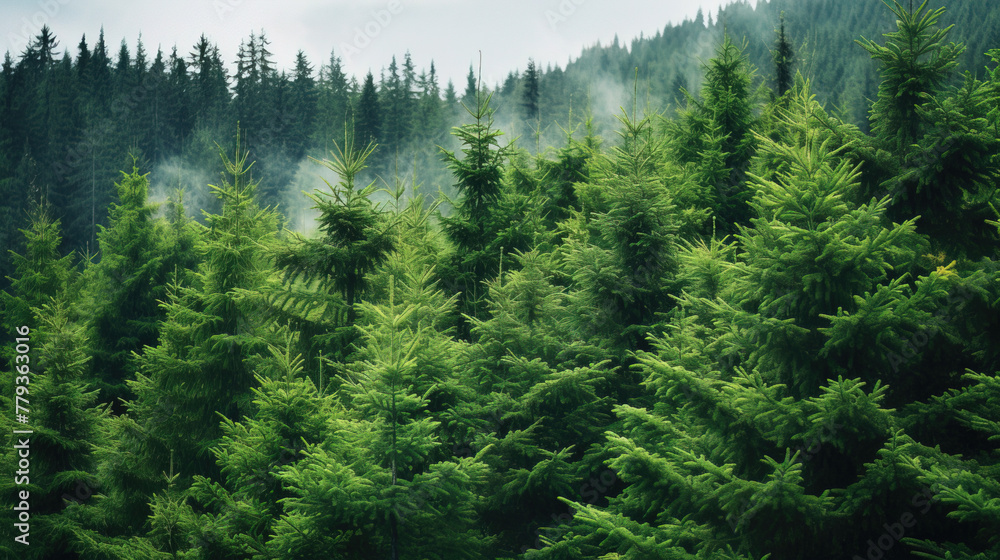 Fototapeta premium green forest in the mountains.