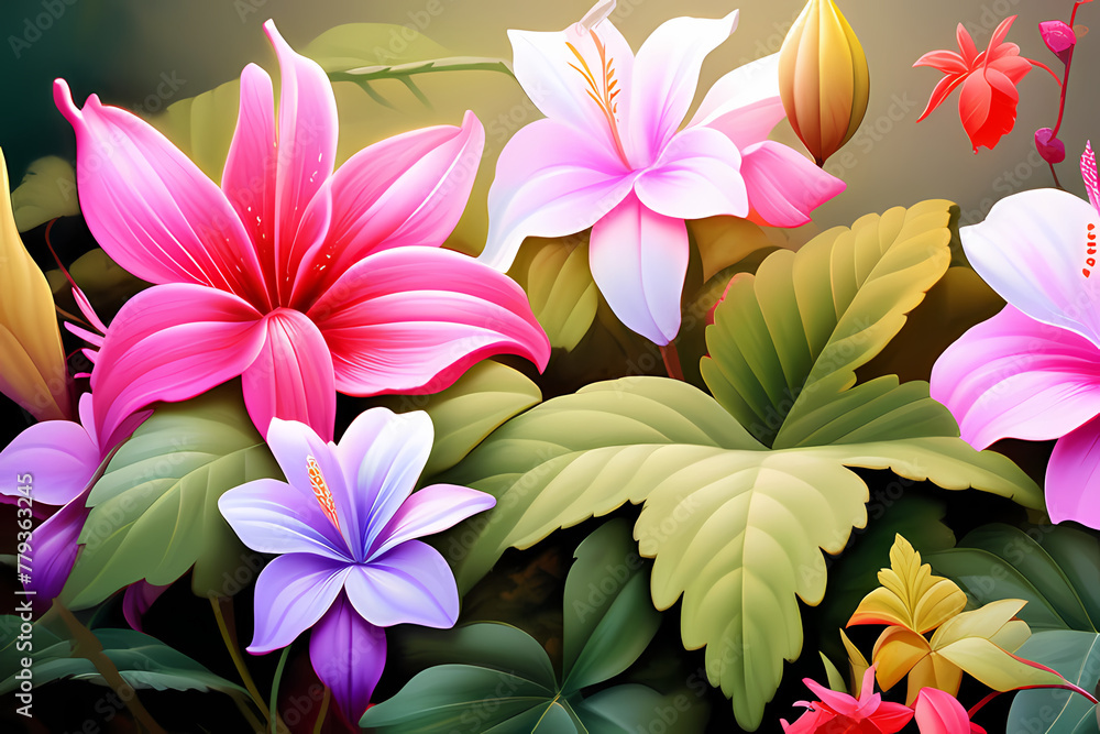 pink lily flowers, generative ai pink lily flowers, generative ai