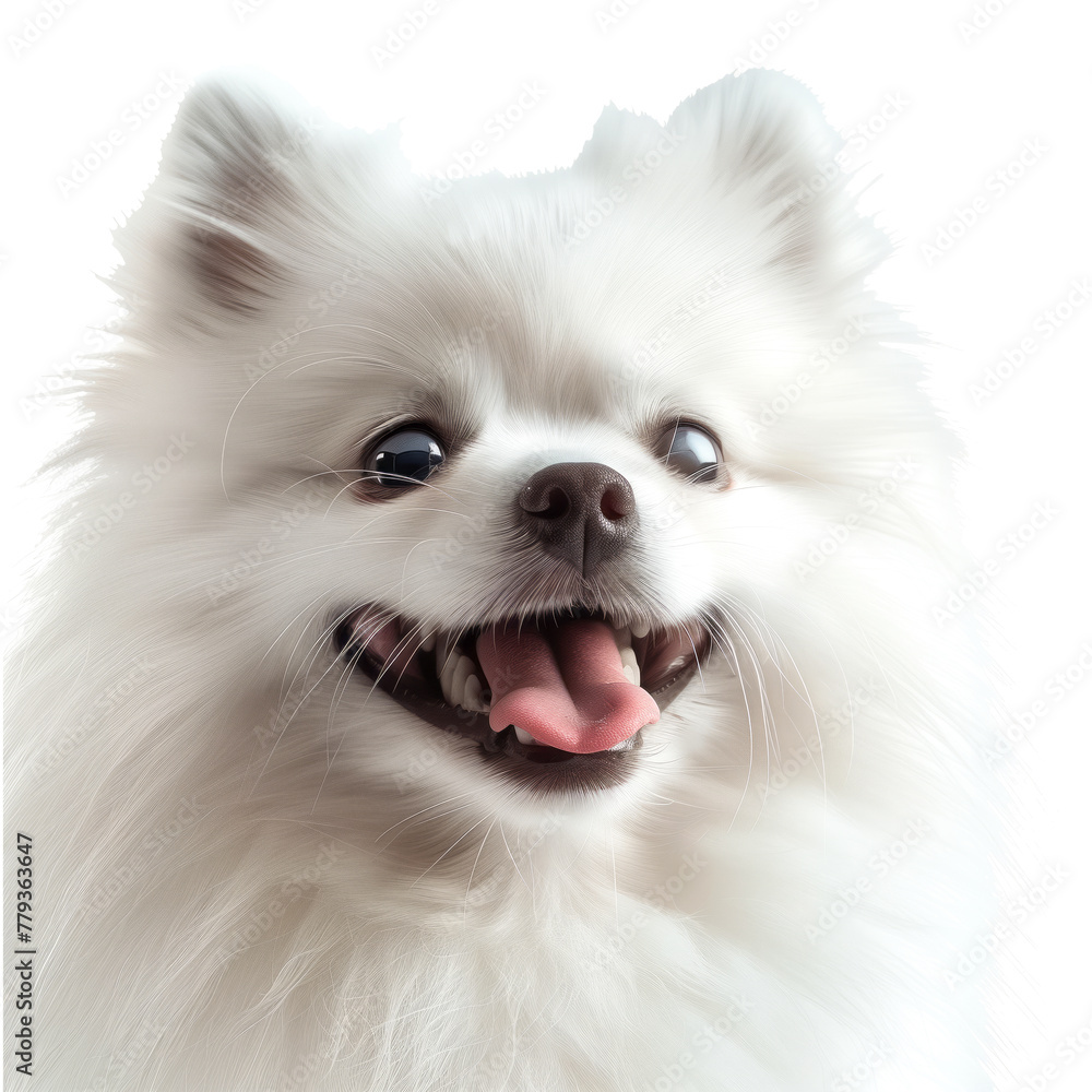 White Pomeranian dog on white background, toung White Pomeranian dog on white background, toung