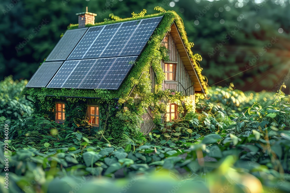 A picturesque dwelling emerges from the foliage, as this eco-friendly house becomes a part of nature's canvas. A small eco-friendly cozy house immersed in greenery. A picturesque dwelling emerges from the foliage, as this eco-friendly house becomes a part of nature's canvas. A small eco-friendly cozy house immersed in greenery.