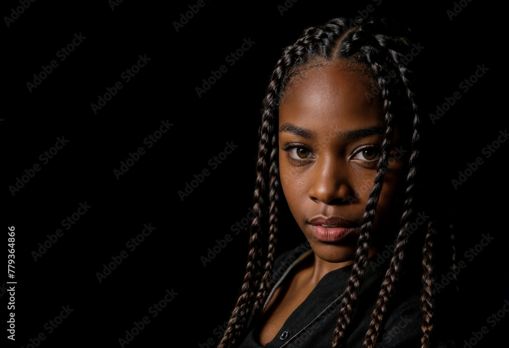 Alternative Young Woman Close-Up on Black Alternative Young Woman Close-Up on Black
