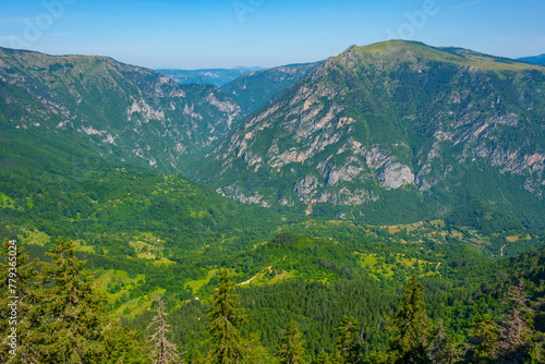 Tara river valley viewed from Durmitor national park in Montenegro