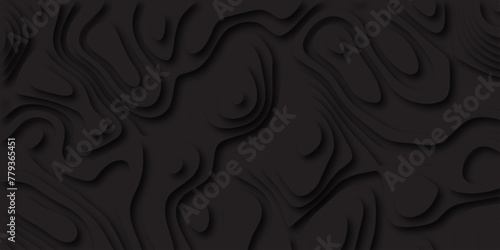 Abstract black paper cut style vector seamless pattern with shadows Trendy contemporary design. Abstract papercut and multi-layer cutout pattern Natural printing illustrations of Map.