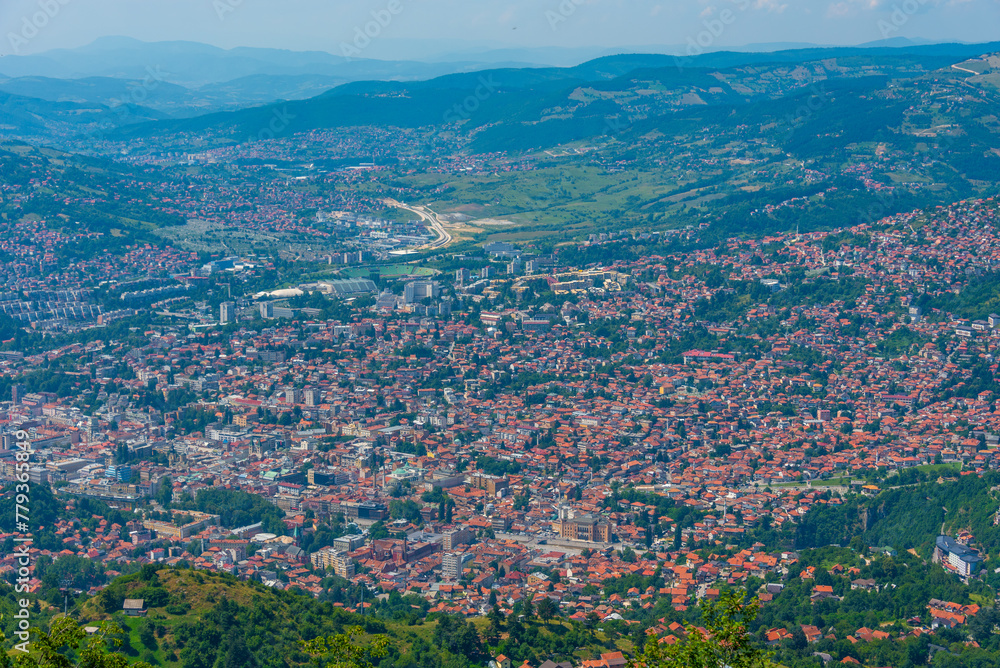 Fototapeta premium Panorama of Bosnian capital Sarajevo