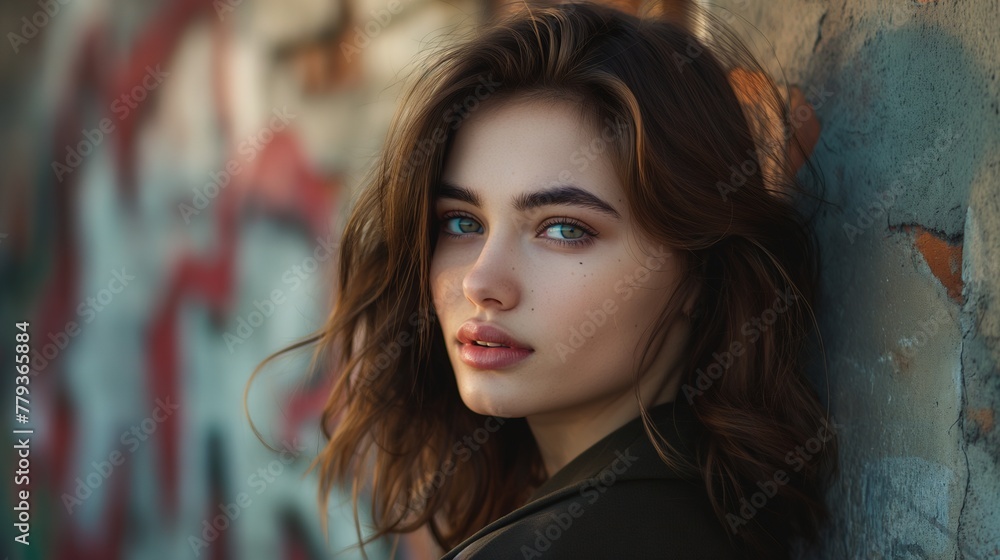 Radiant Confidence Capturing the Empowered Spirit of a Young Woman with Brown Hair Radiant Confidence Capturing the Empowered Spirit of a Young Woman with Brown Hair