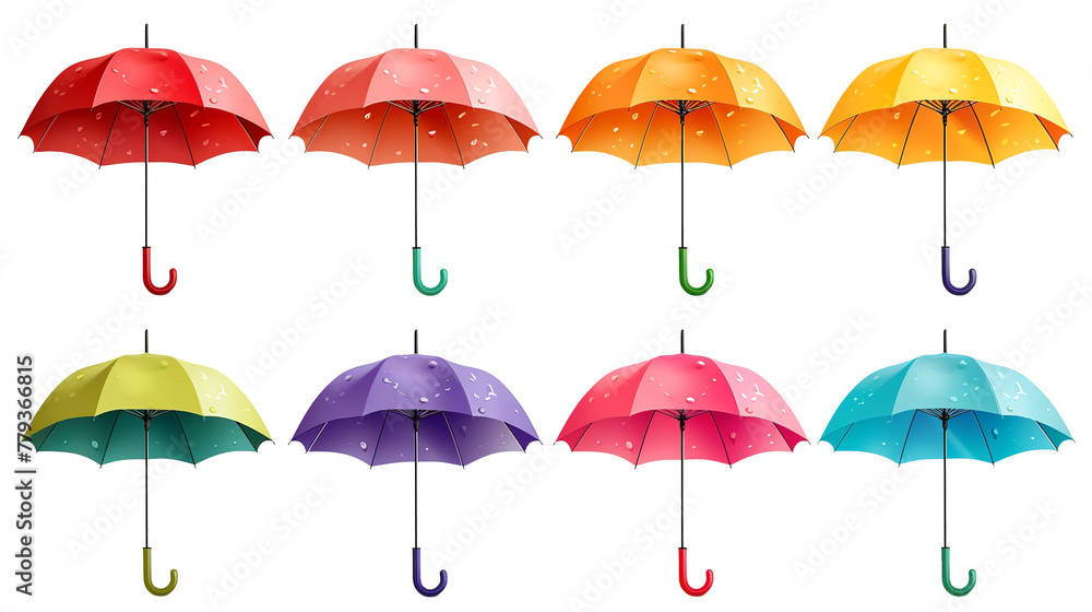 Umbrella cartoon set. Rain protection. Autumn accessory isolated illustration