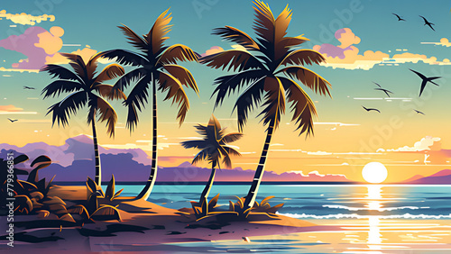 sunset on the beach