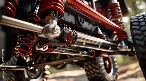 Imagine you're designing a new type of suspension system for off-road vehicles. Outline its key features and advantages.   photo
