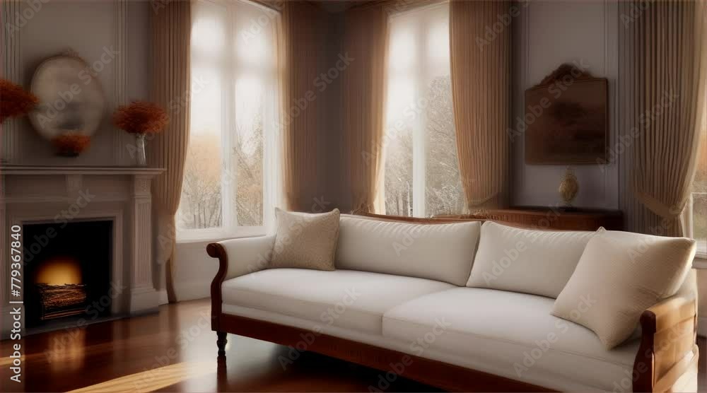 Modern living room interior with sofa and contemporary furniture in a comfortable home design and a window with plenty of natural light. Modern living room interior with sofa and contemporary furniture in a comfortable home design and a window with plenty of natural light.