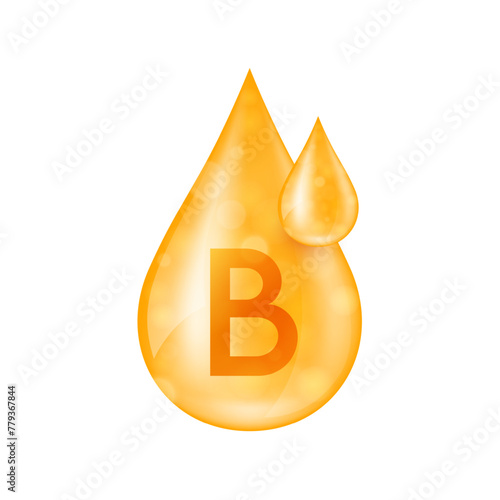 Boron minerals droplet orange. Solution vitamins complex essential. Aqua drop from nature on white background for dietary supplement ads. Medical science concept. Icon 3D isolated vector.