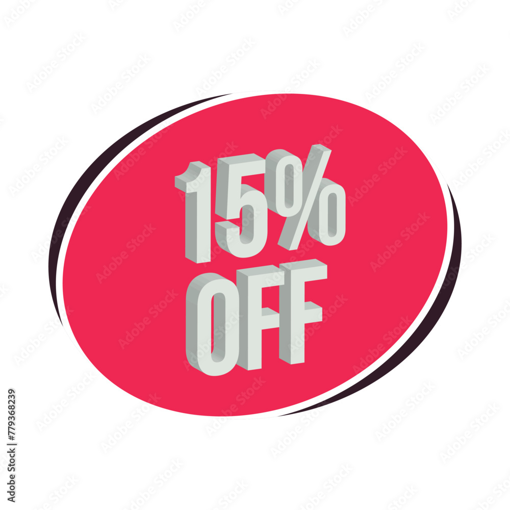 3d 15% off sale label, sticker isolated on white background 3d 15% off sale label, sticker isolated on white background