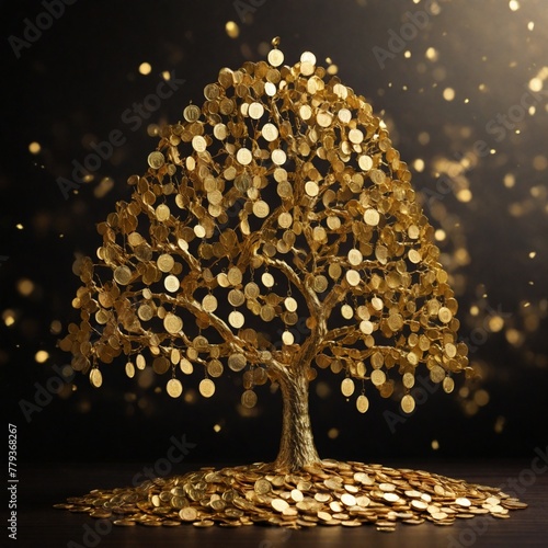 Tree with coins, Finance, investment concept, profit, growth