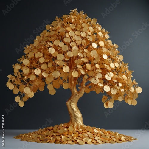 Tree with coins, Finance, investment concept, profit, growth