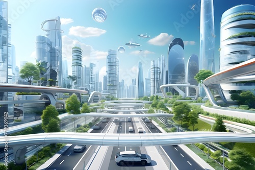 Dynamic and futuristic city skyline