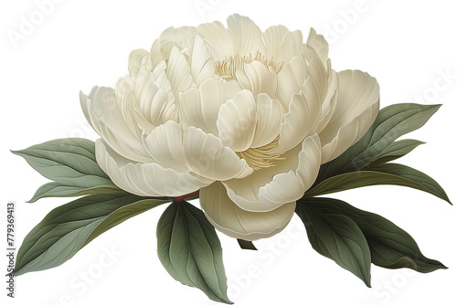 Blooming peony flower buds on a white background