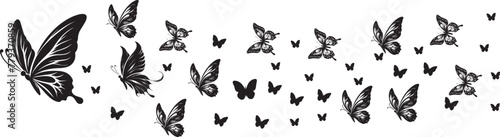 Butterflies silhouette black background on transparent Background © DELWAR