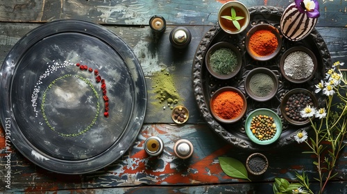 photo of balance of the ayurveda 5 elements theory, realistic style,​