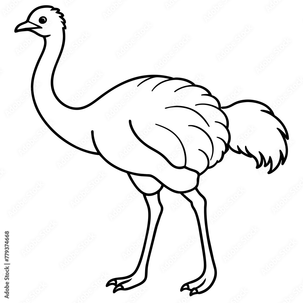 Naklejka premium ostrich line art vector