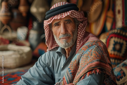 Elderly Man in Traditional Arab Attire