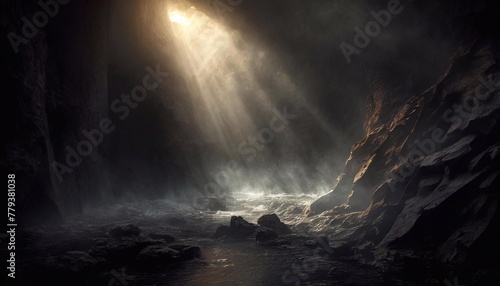 Fototapeta Naklejka Na Ścianę i Meble -  Dark cave with flood