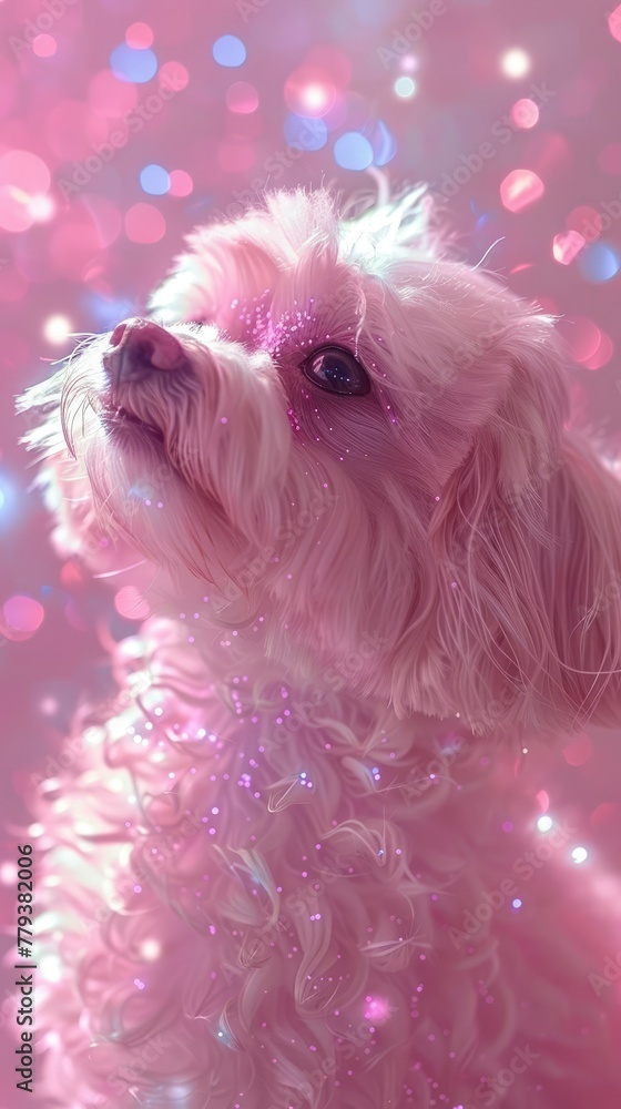 dog, in the style of glitter and diamond dust