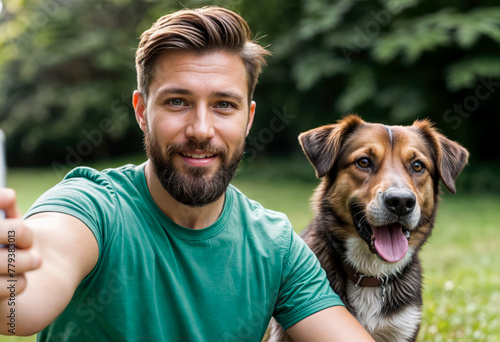 Man and Dog Selfie Fun