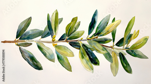 Watercolor illustration of olive branch