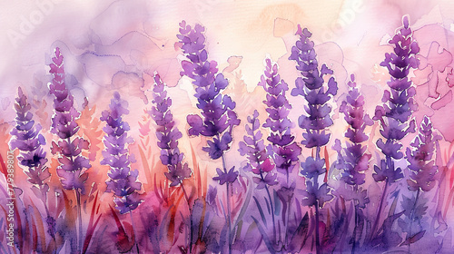 Watercolor illustration of lavender flowers