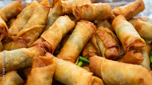 Fresh Fried Chinese Traditional Spring rolls food. Generative Ai
