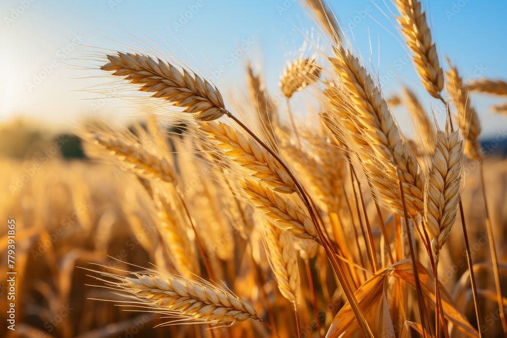 Golden Wheat Field at Sunset with Warm Glow Golden Wheat Field at Sunset with Warm Glow