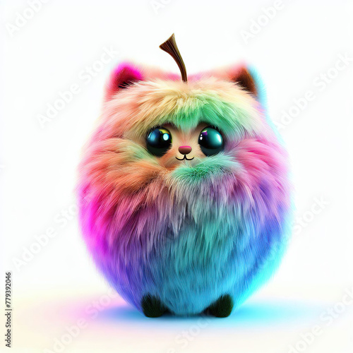 3D furry forest animal with beautiful colors and white background. with Generative AI technology	