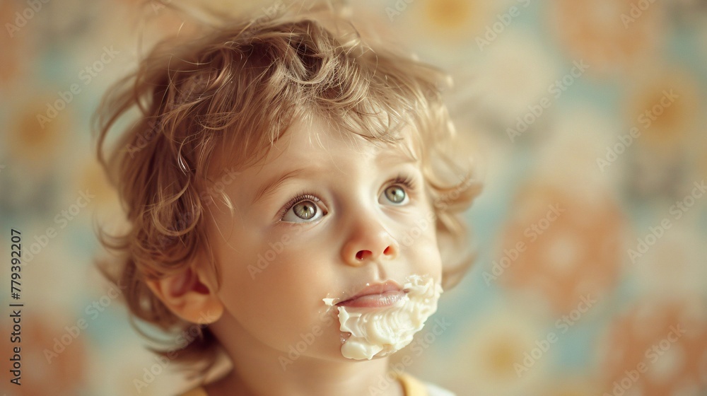 Fototapeta premium Cream applied with tender care on baby skin a gentle act of love and protection