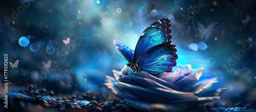  bright blue tropical morpho butterfly photo