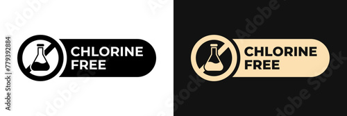 Premium Chlorine Free label vector design for packaging. No chloride icon gold illustration, logo, symbol, sign, stamp, tag, emblem, mark or seal for package. Chemical allergens free product sticker.