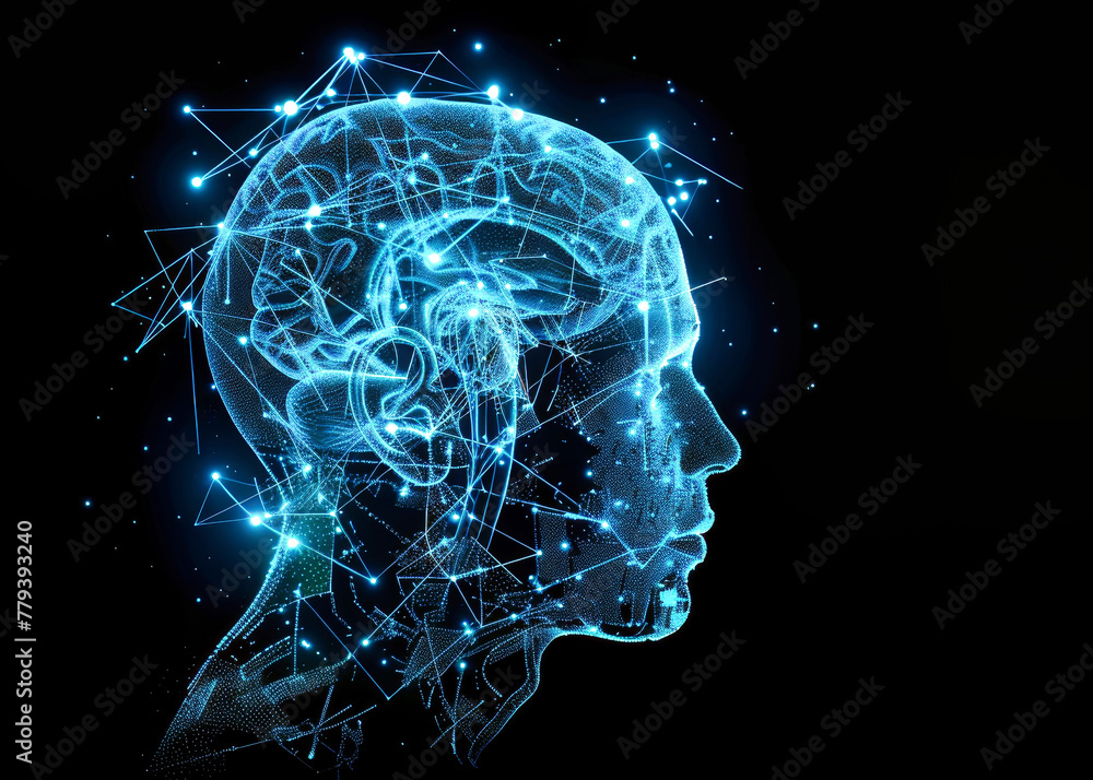 A creative portrayal of a mans head with intricate lines and dots forming a unique pattern A creative portrayal of a mans head with intricate lines and dots forming a unique pattern