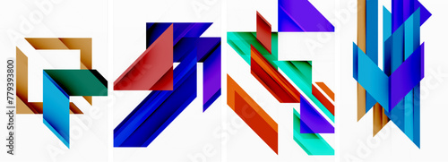 Triangle poster abstract background set for wallpaper, business card, cover, poster, banner, brochure, header, website