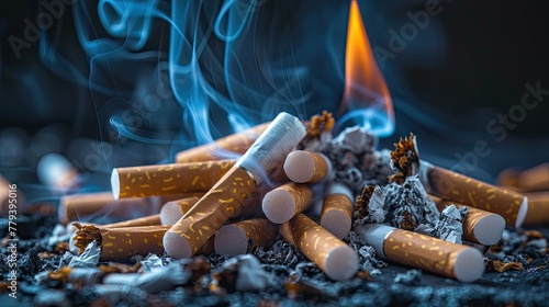 Pile of cigarettes on top of smoke