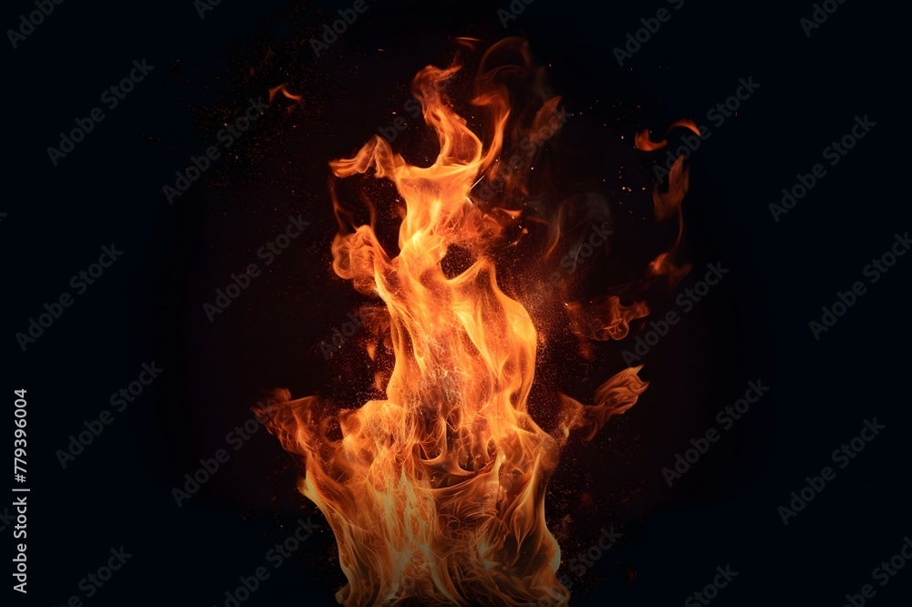 Fire flames on a black background Fire flames on a black background